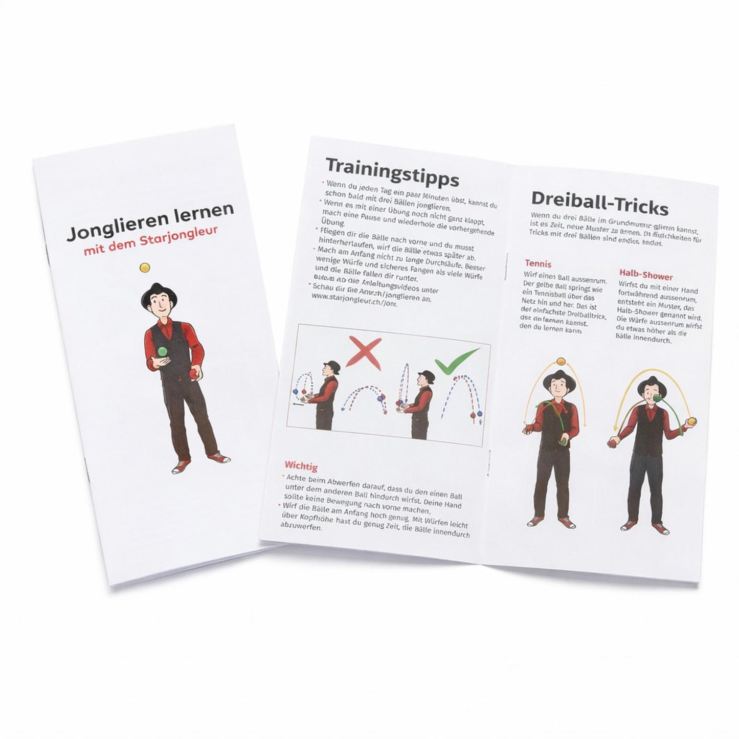 Jonglierbälle 3er Set bunt mit Jonglieranleitung